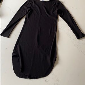 Rib knit body con long sleeve dress